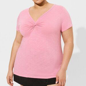 Torrid Pink Knot-Front Slub Jersey Top - Torrid Size 1 (14/16)